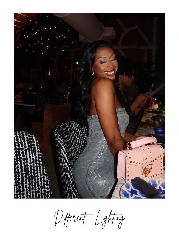 Long wavy wig with bangs and face-framing layers