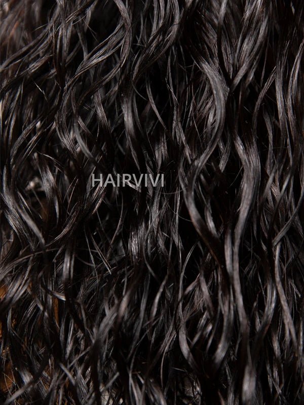 bouncy black curly wig with soft water waves lace frontal