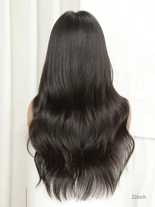 Black wig with bangs long versatile everyday style