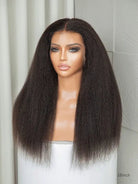 Kinky hair wigs with Italian straight texture and volume
