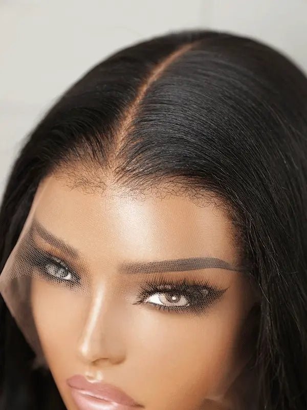 Human hair yaki wig with soft texture and elegant length