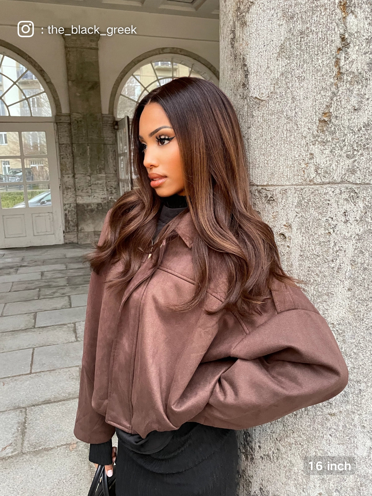 Georgia middle part lace wig in chocolate brown loose waves