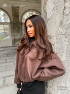 Georgia middle part lace wig in chocolate brown loose waves