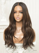 Georgia middle part lace wig in chocolate brown loose waves