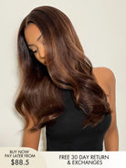 Georgia middle part lace wig in chocolate brown loose waves