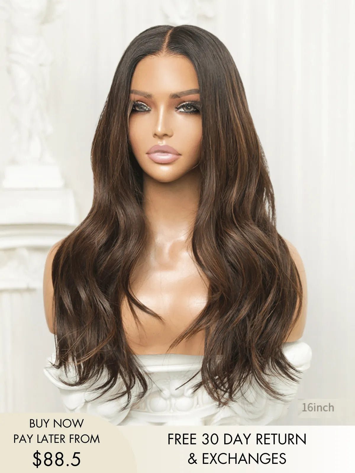 Georgia middle part lace wig in chocolate brown loose waves