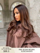 Georgia middle part lace wig in chocolate brown loose waves
