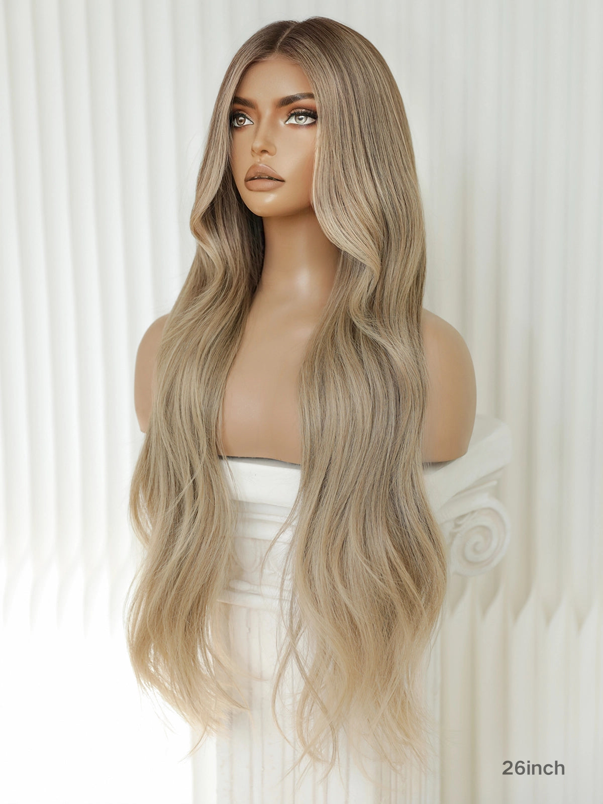 Brown wig with blonde highlights for everyday wear
