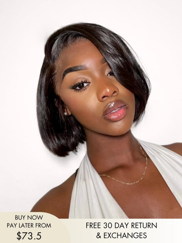 Nevaeh natural black bob wig with HD lace front