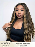 Esme curly wig human hair with blonde highlights