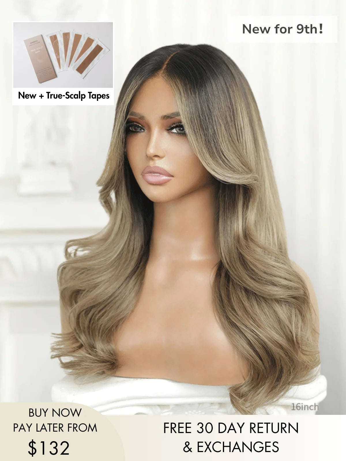 Yvonne blonde highlight wig with mocha base and honey tones