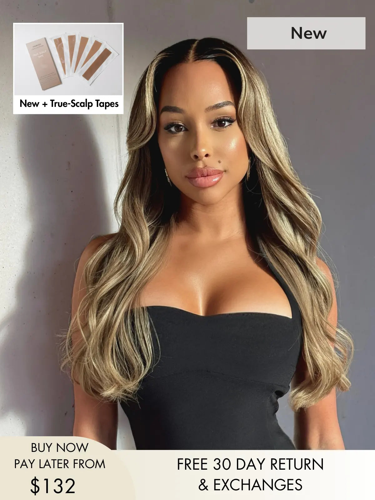 Yvonne blonde highlight wig with mocha base and honey tones