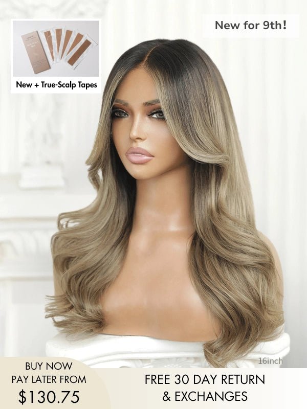 Yvonne blonde highlight wig with mocha base and honey tones