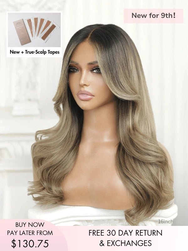 Yvonne blonde highlight wig with mocha base and honey tones