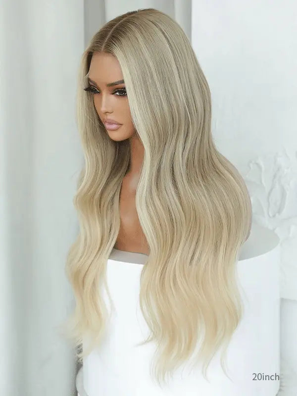 blonde wig with dark roots