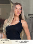 Vivian blonde human hair wig with natural beige tone