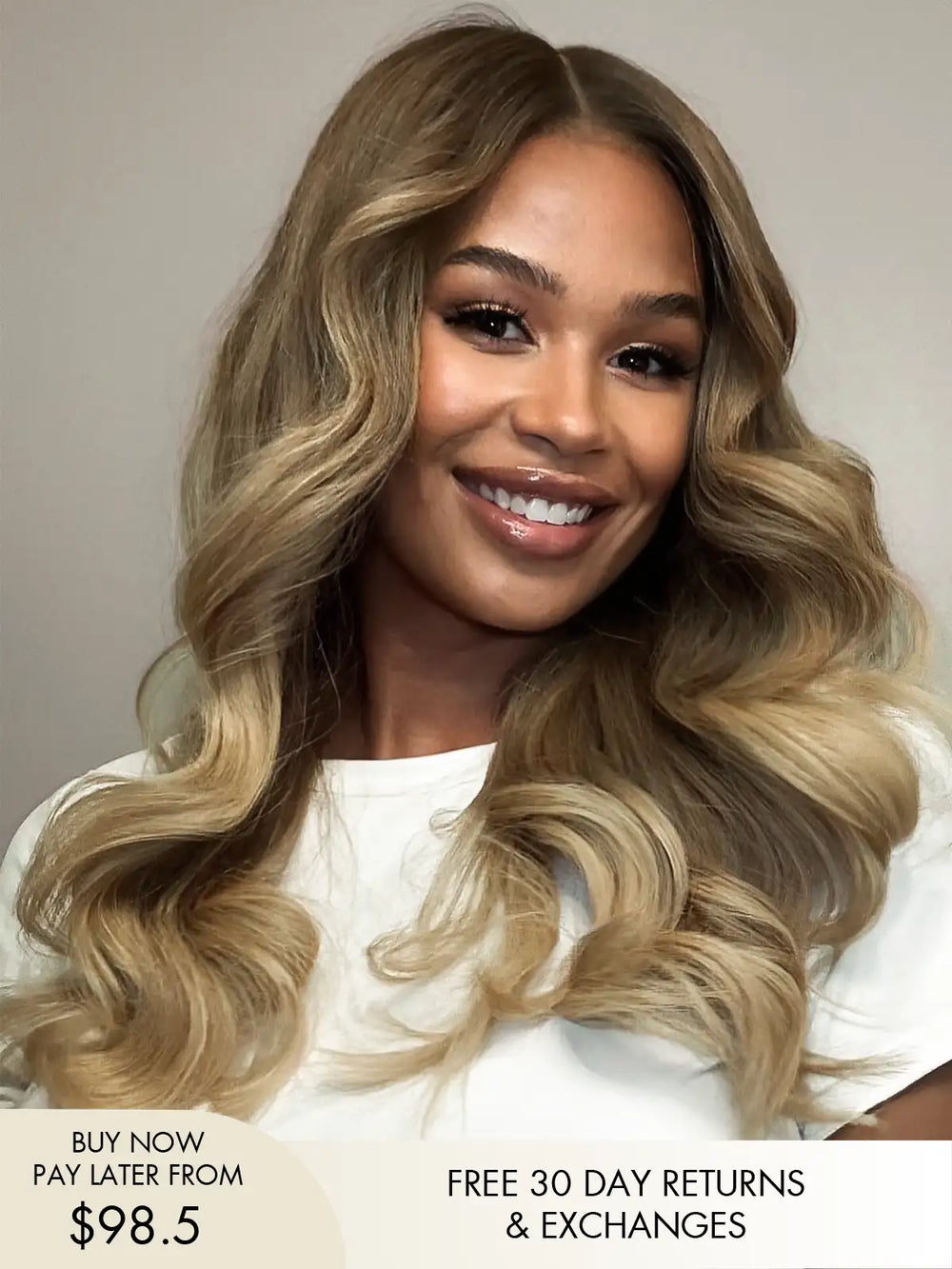 Blonde balayage wig with soft blended tones