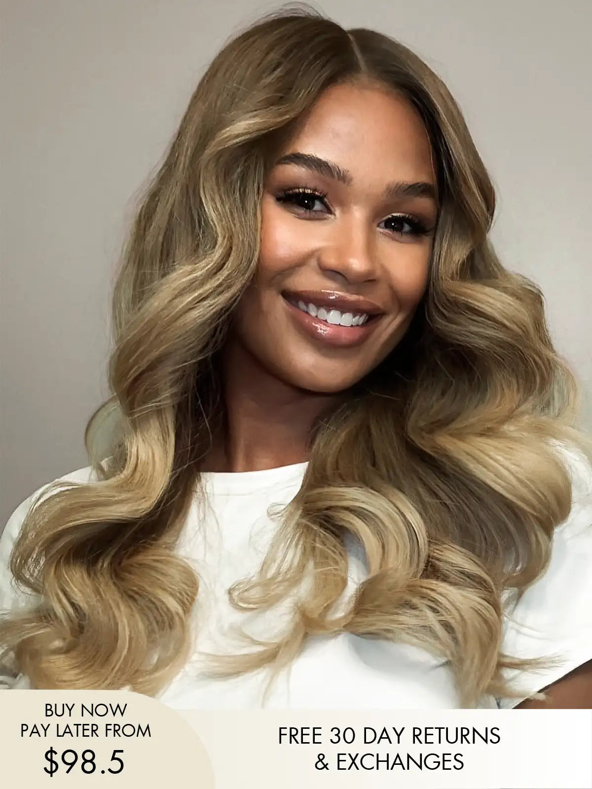 Blonde balayage wig with soft blended tones