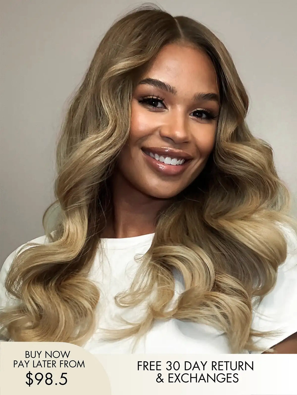 Alice blonde highlight wig with natural darker roots