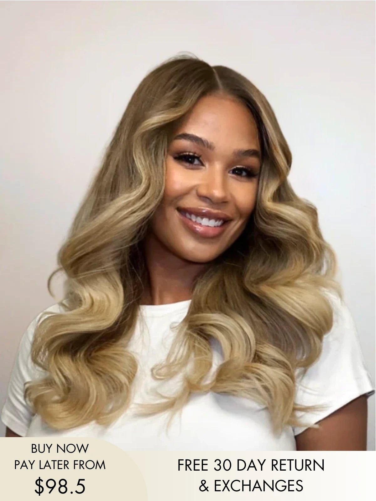 Alice blonde highlight wig with natural darker roots