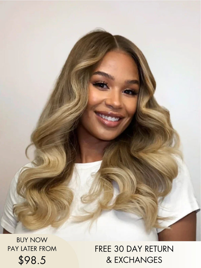 Alice blonde highlight wig with natural darker roots