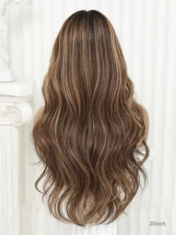 brown wig with blonde highlights