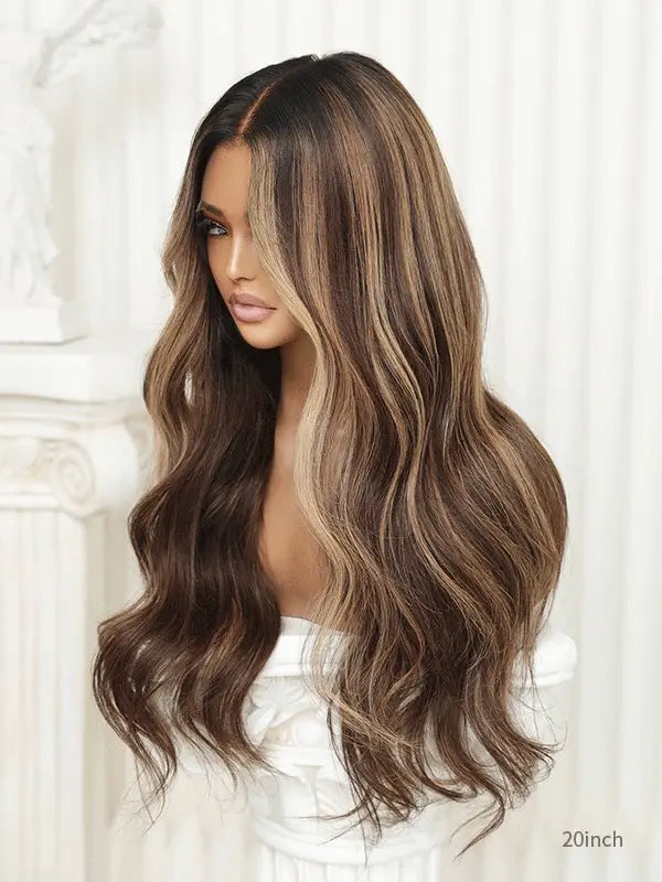 Chestnut brown wig with loose waves and volume