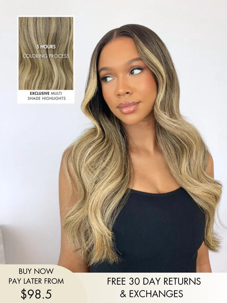 Crystiana Blonde Wig with Dark Roots | Human Hair Wig | Hairvivi display picture 1