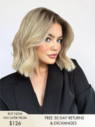 Short bob wig human hair with natural sun-kissed effect