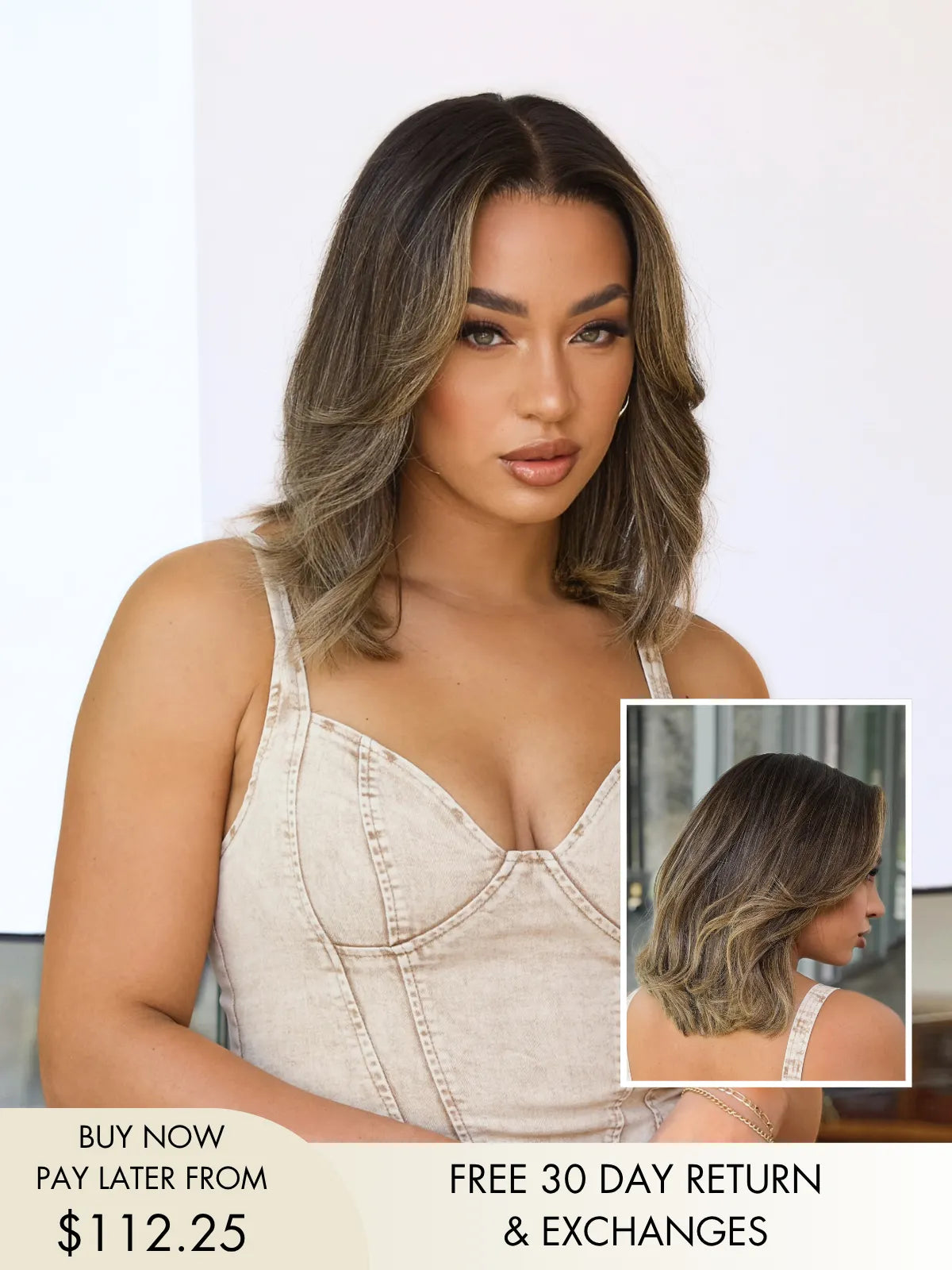 Devine bob lace wig with soft balayage blend