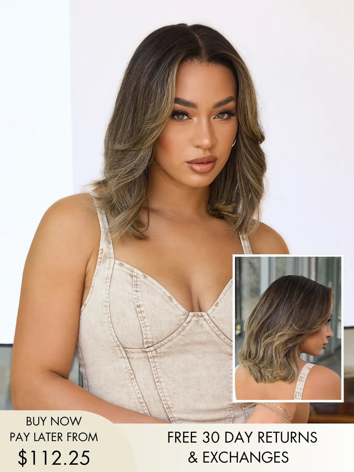 Devine bob lace wig with soft balayage blend