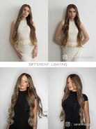 Brown wig with blonde highlights for everyday wear