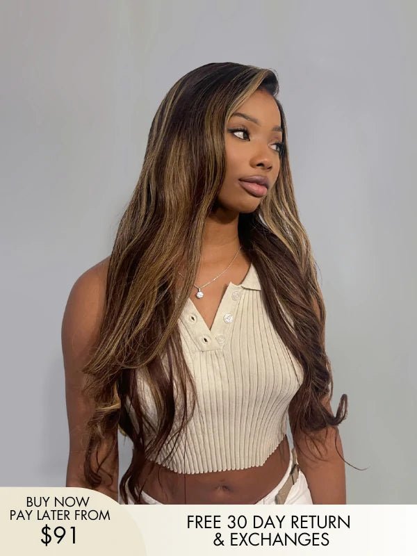 Amy Brown Hair With Blonde Highlights Glueless Wig
