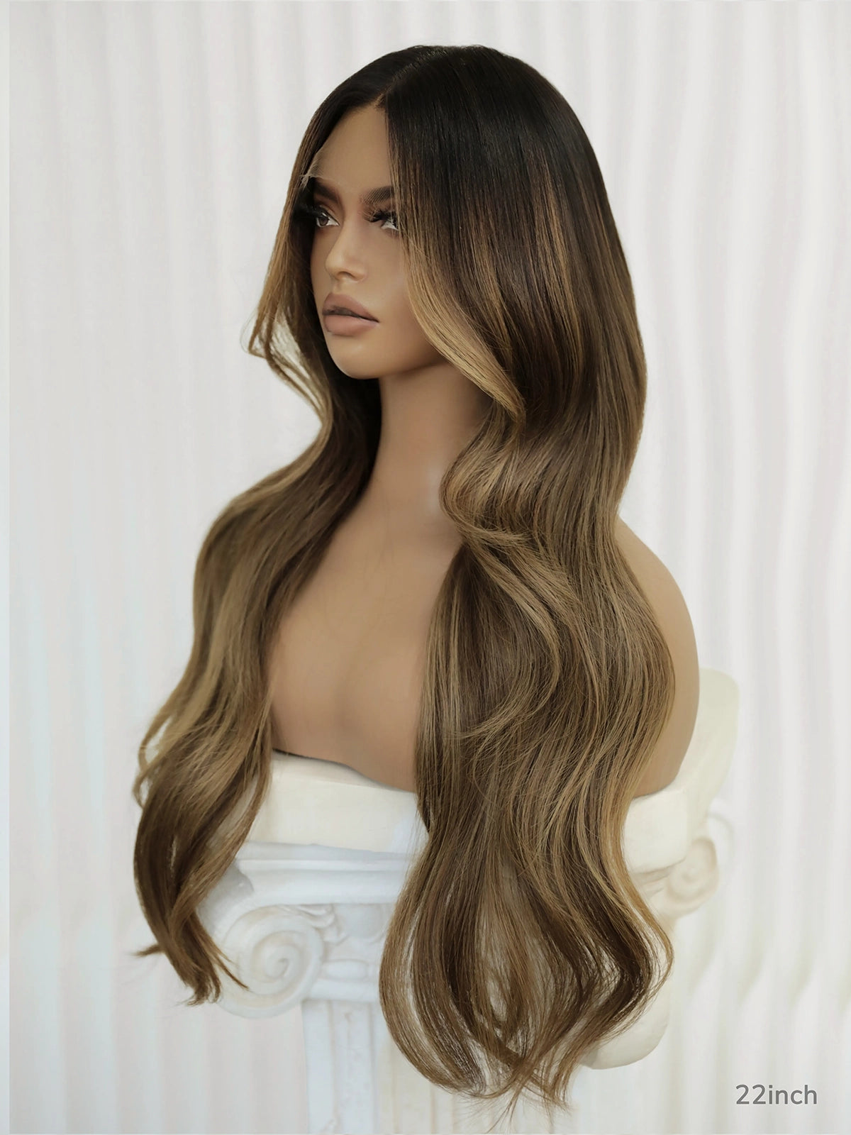 brown hair bangs wig natural waves human hair