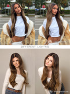 Brown wig blonde highlights for dimensional look