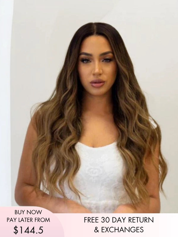 brown wig with blonde highlights