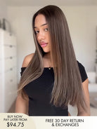 Light brown wig with subtle highlights for women