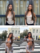 Light brown wig with subtle highlights for women