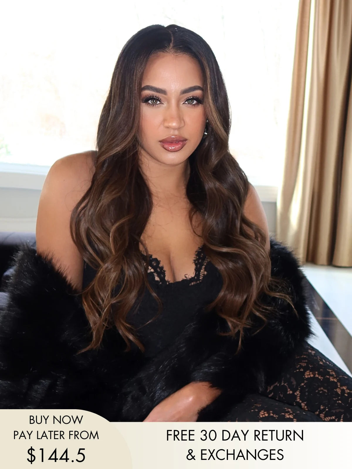 Jacinda brunette wig with multidimensional chocolate brown tones