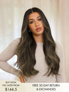 Jacinda brunette wig with multidimensional chocolate brown tones