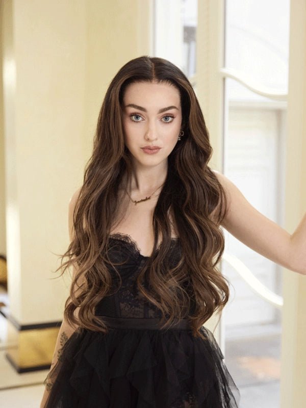 Brown wig long with soft flowing waves