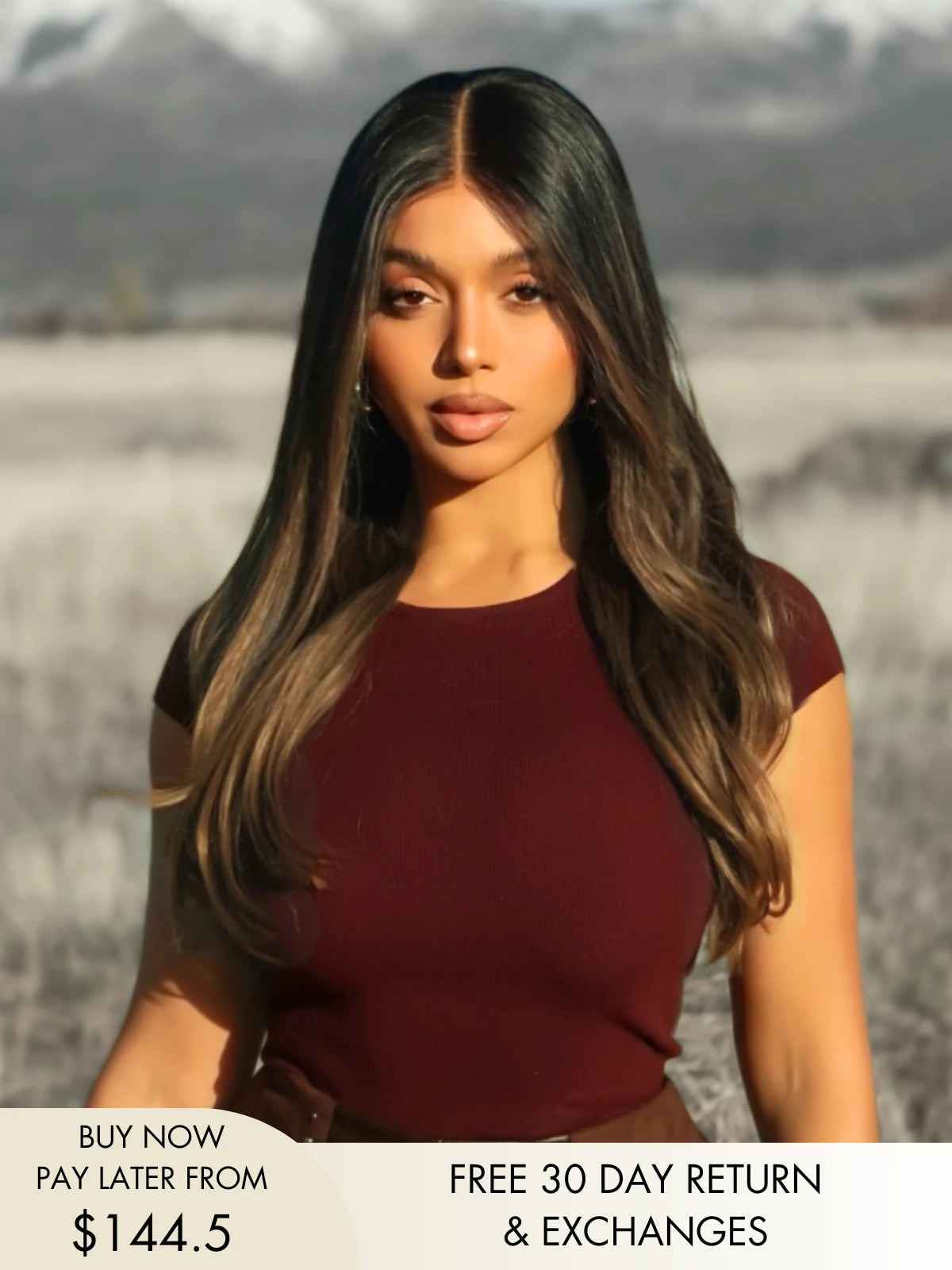 Chocolate brown wig with natural depth and shine