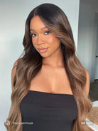Balayage wigs human hair with ash chestnut and caramel tones