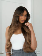 Balayage wigs human hair with ash chestnut and caramel tones