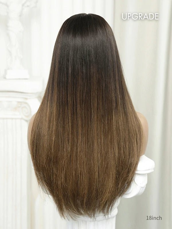 Wig long brown style with chocolate ombre blend