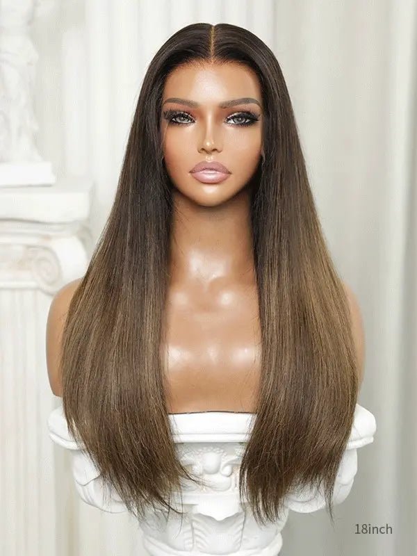 Brown HD lace wig with natural chestnut tones