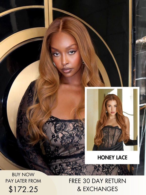 Long copper wig with natural shine and 180% density