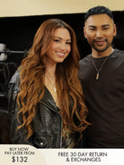 Long copper wig with natural shine and 180% density