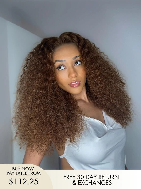 Erica Curly Glueless Wig Brown Human Hair