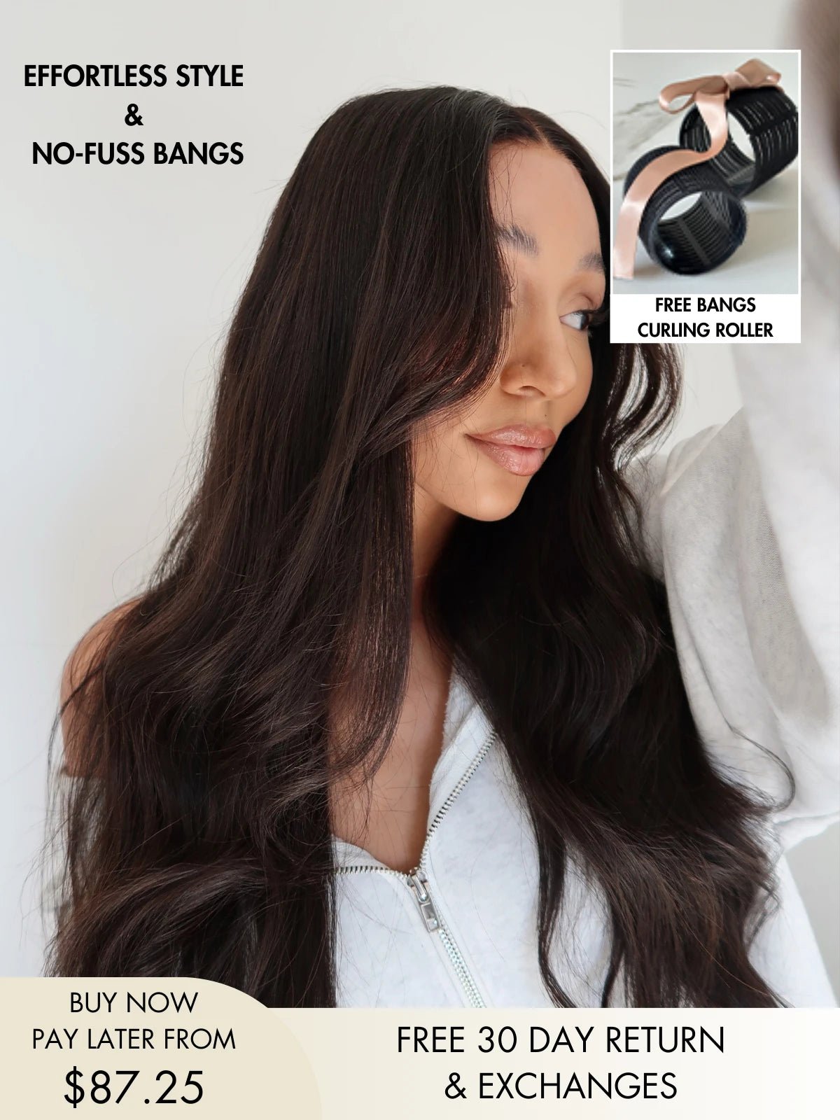 Rylee black wig with bangs and natural loose waves